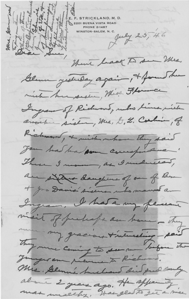 Letter - Edward F Strickland to Susan L Strickland (Norburn) Jul 25 1946