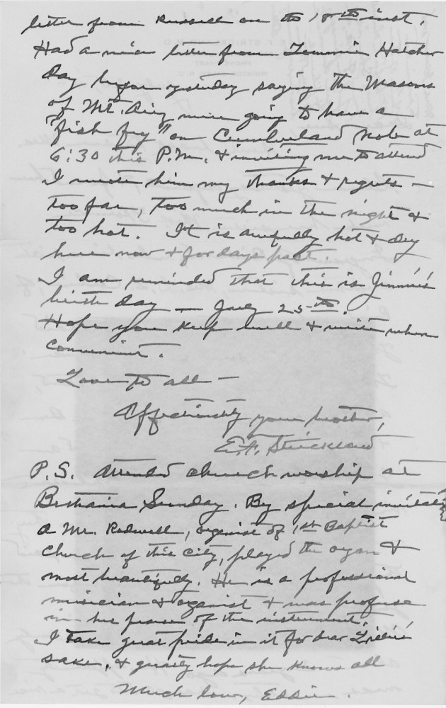 Letter - Edward F Strickland to Susan L Strickland (Norburn) Jul 25 1946