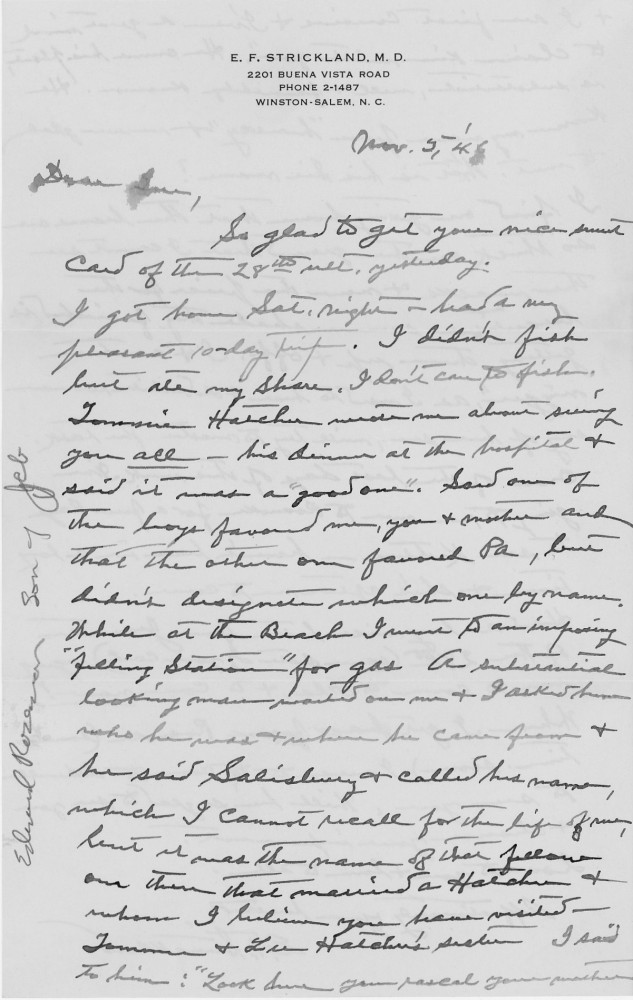 Letter - Edward F Strickland to Susan L Strickland (Norburn) Nov 5 1946