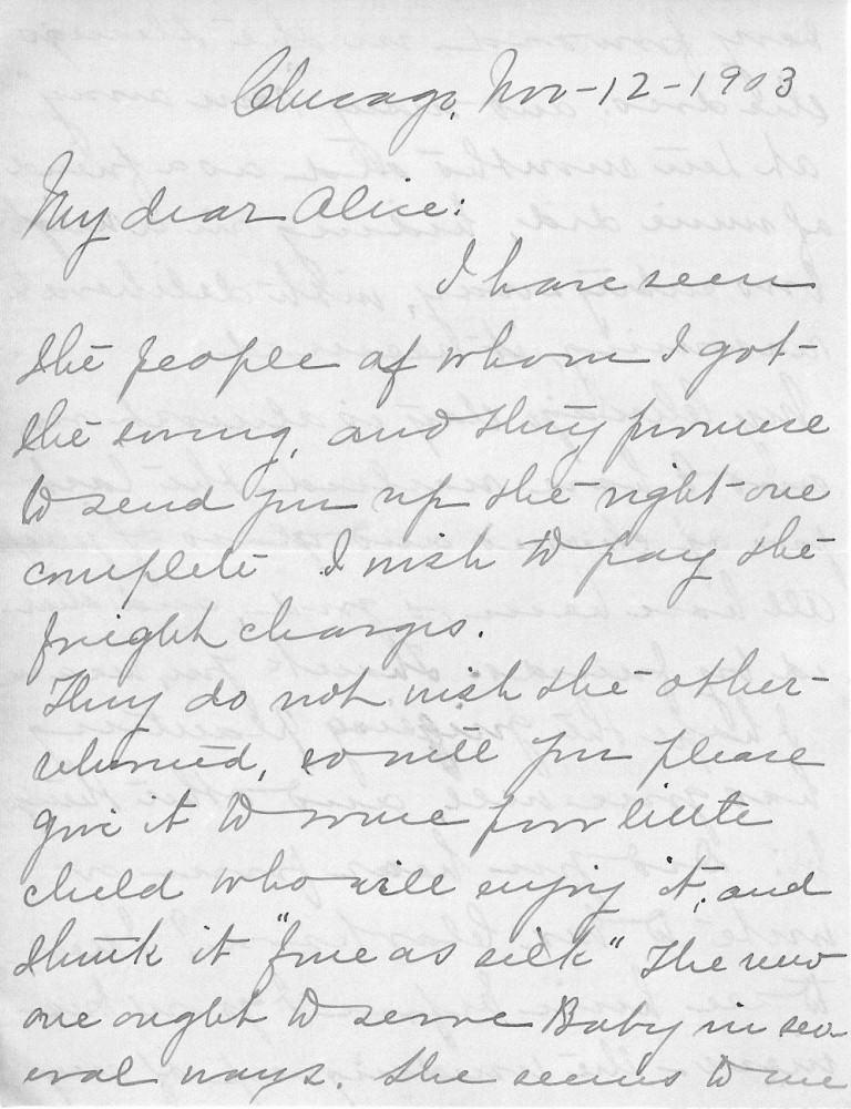 Letter - Juniata Stafford to Mrs W G Voorheis Nov 12 1903
