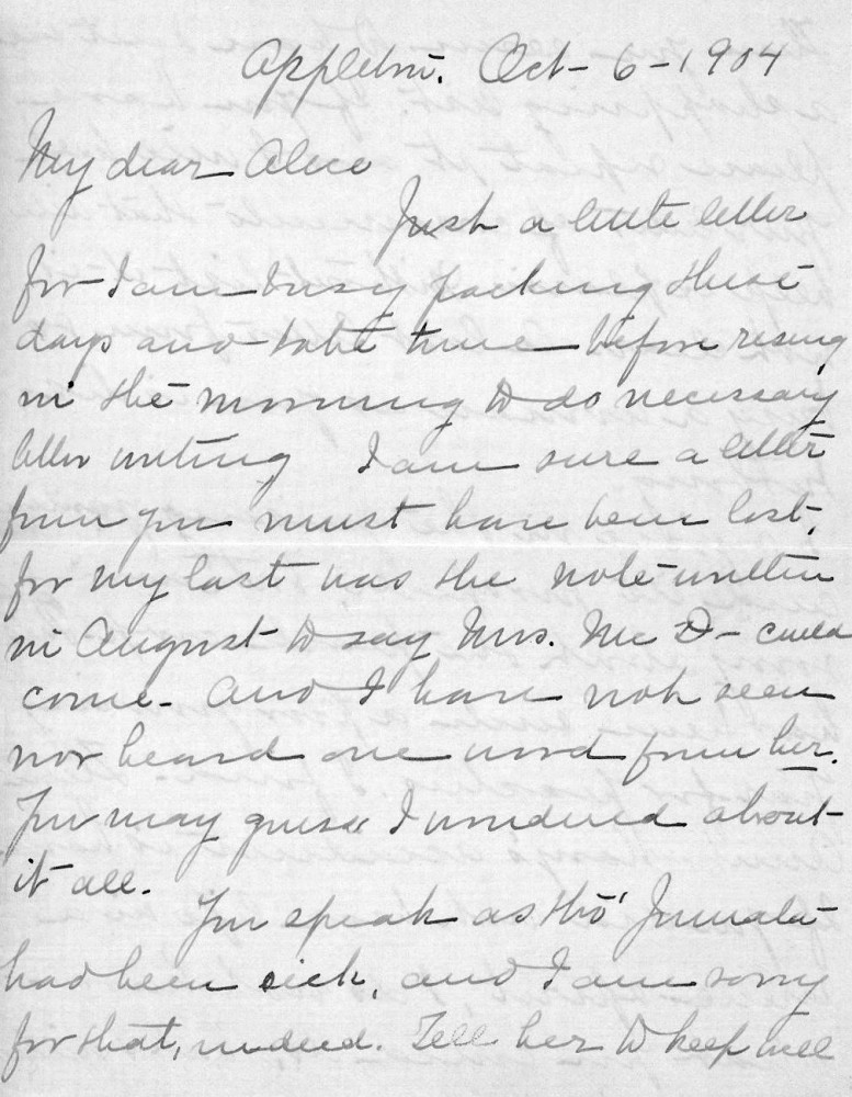 Letter - Juniata Stafford to Mrs W G Voorheis Oct 6 1904