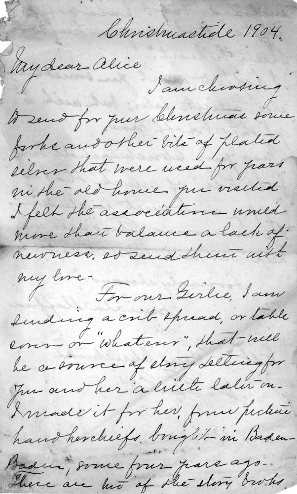 Letter - Juniata Stafford to Mrs W G Voorheis Dec 1904