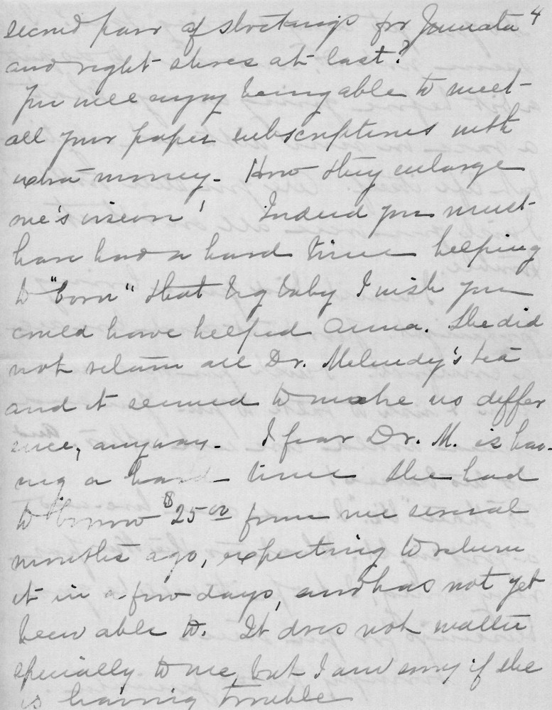 Letter - Juniata Stafford to Mrs W G Voorheis Jan 6 1905