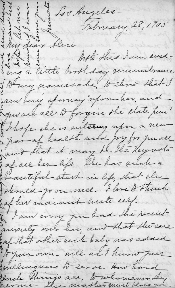 Letter - Juniata Stafford to Mrs W G Voorheis Feb 1905