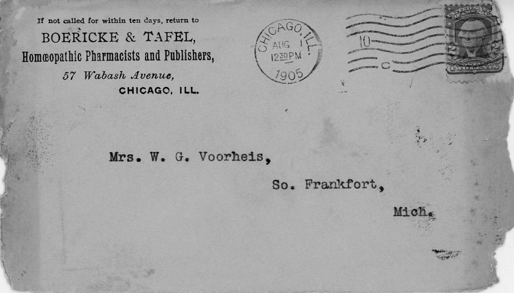 Letter - Juniata Stafford to W G Voorheis Aug 1 1905