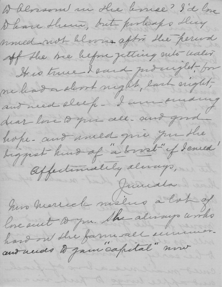Letter - Juniata Stafford to W G Voorheis Aug 1 1905