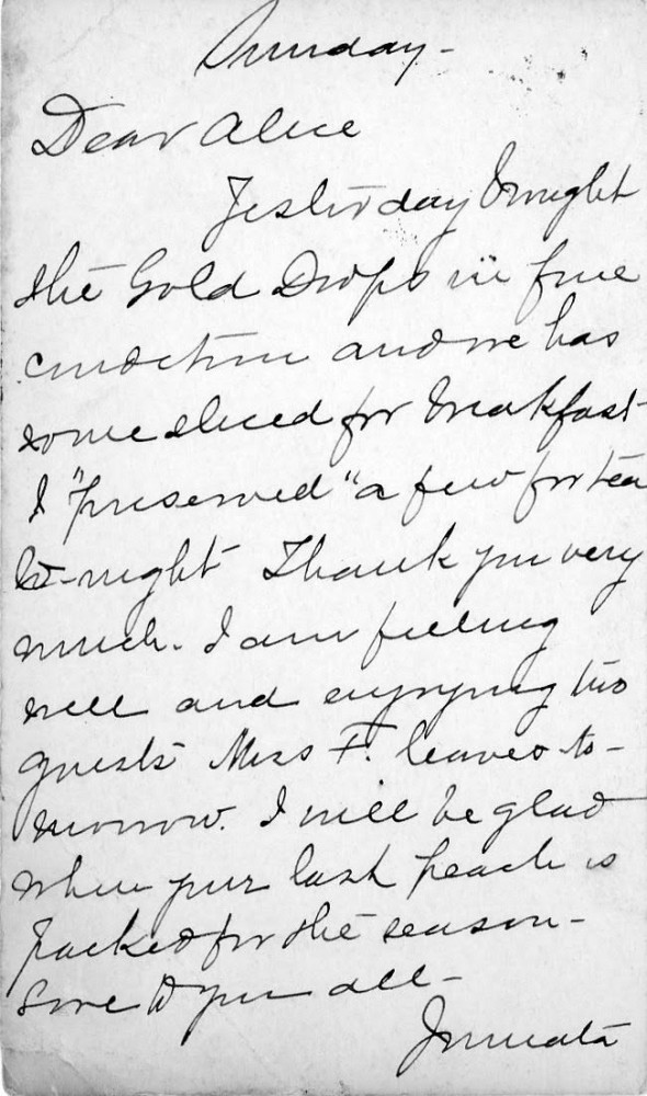 Letter - Juniata Stafford to Mrs W G Voorheis Oct 30 1905