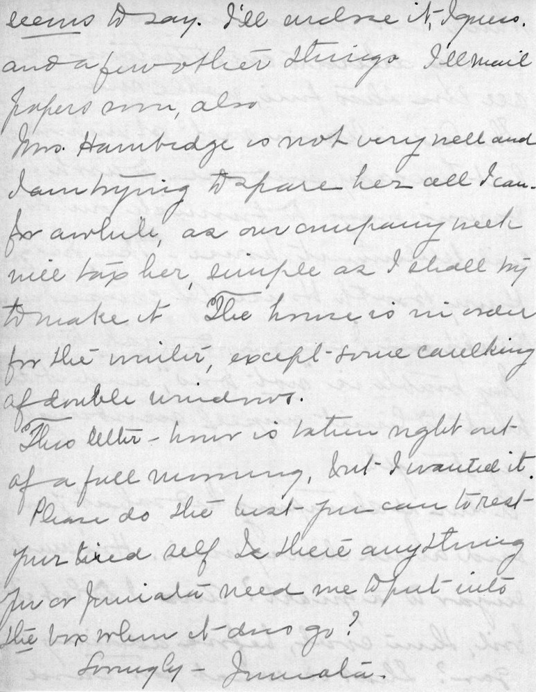 Letter - Juniata Stafford to Mrs W G Voorheis Nov 18 1905