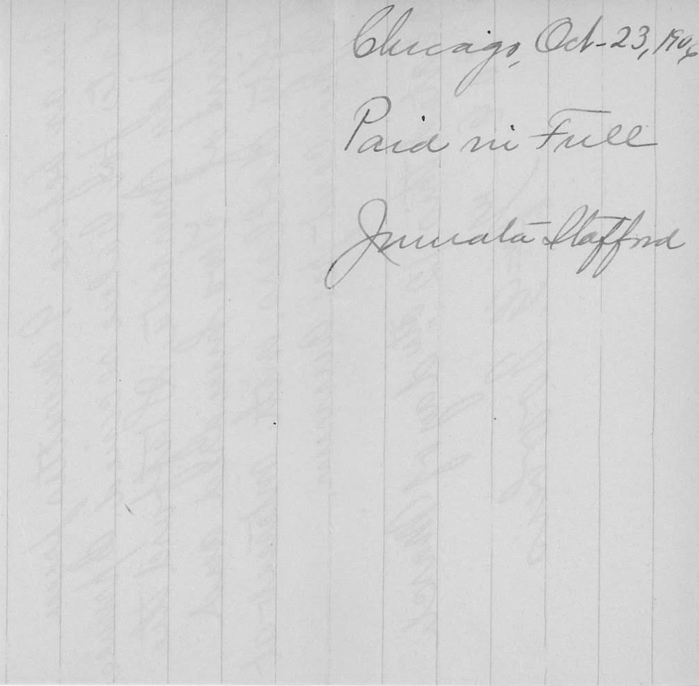 Letter - Juniata Stafford to W G Voorheis Oct 1906