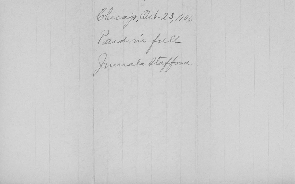 Letter - Juniata Stafford to W G Voorheis Oct 1906