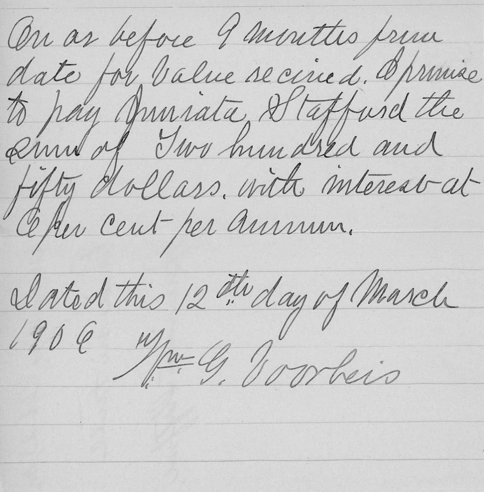 Letter - Juniata Stafford to W G Voorheis Oct 1906
