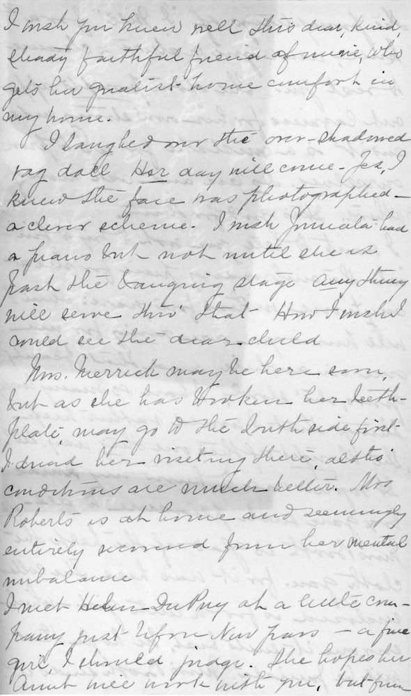 Letter - Juniata Stafford to Mrs W G Voorheis Jan 21 1906
