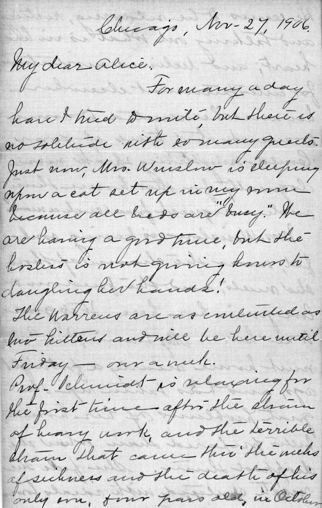 Letter - Juniata Stafford to Mrs W G Voorheis Nov 27 1906