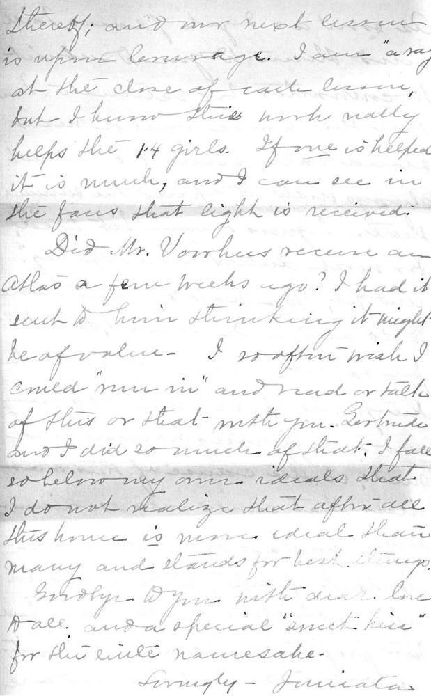Letter - Juniata Stafford to Mrs W G Voorheis Nov 27 1906