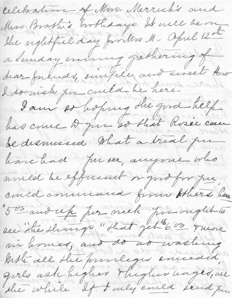 Letter - Juniata Stafford to Mrs W G Voorheis Apr 1 1908