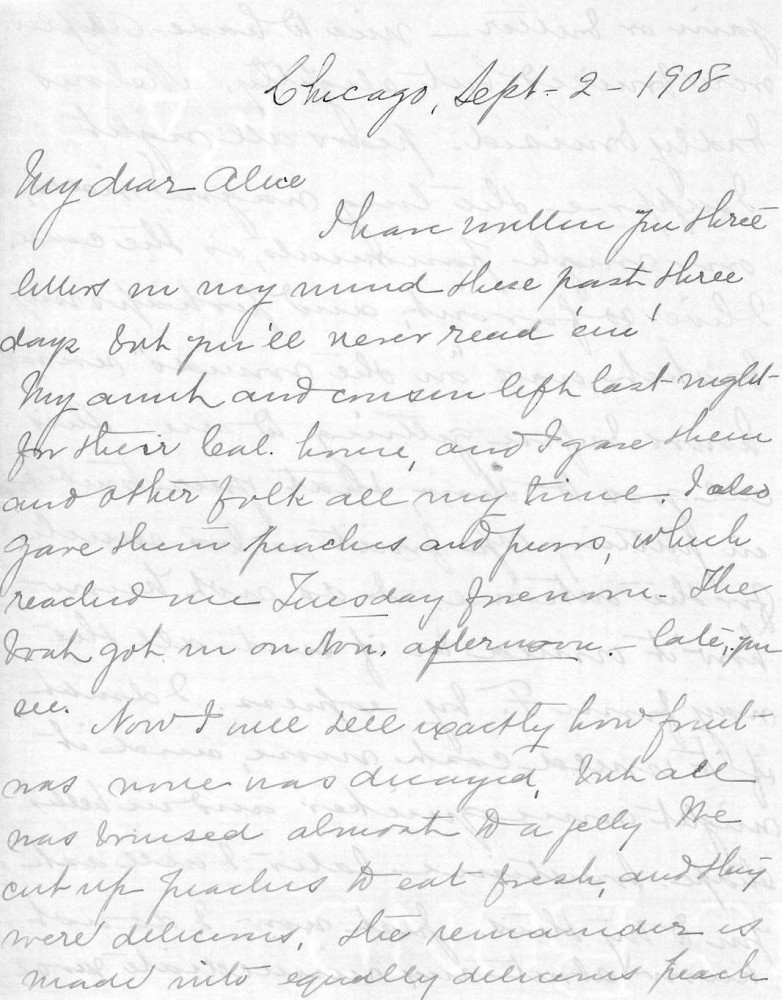 Letter - Juniata Stafford to Mrs W G Voorheis Sep 2 1908