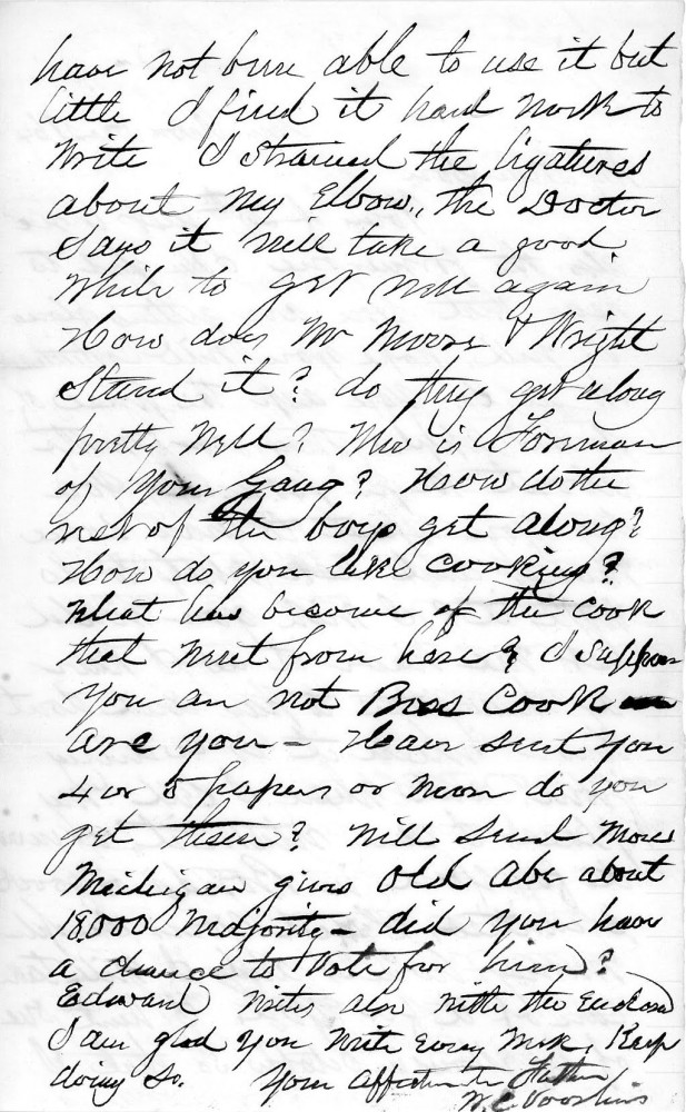 Letter - W C Voorheis to W G Voorheis Dec 2 1864