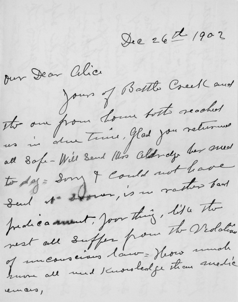 Letter - To Alice Voorheis Dec 26 1902