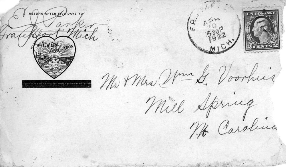 Letter - E J Parker to Mr and Mrs W G Voorheis Apr 20 1922