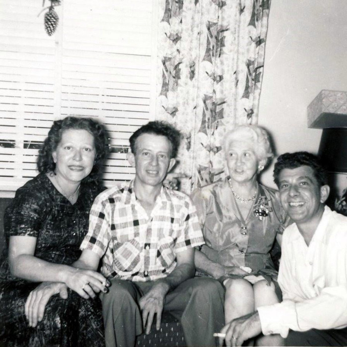 Ruth, Ralph, Elizabeth Zugelter, and Roy Gumbinger  Dec 1957