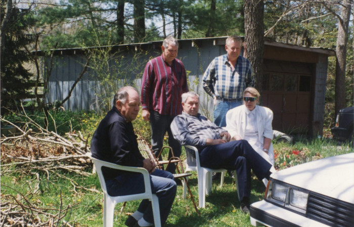 (L to R) Jack, Larry, Joe, Roger, and Eleanor Ingram at Ingram house in Arden NC Apr 18 1993