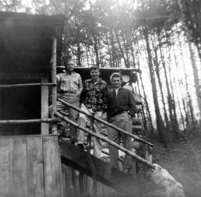 Ralph Nelson, Bob Herzberg, Rudolph Herzberg at Ralph Nelsons cabin Ball Gap Rd