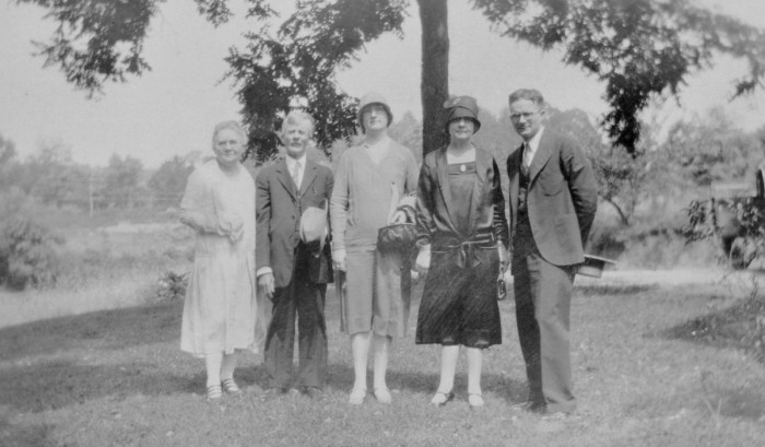 (L to R) Susan L Strickland (Norburn), Charles A Norburn, unkn, unkn, Russell L Norburn 1928