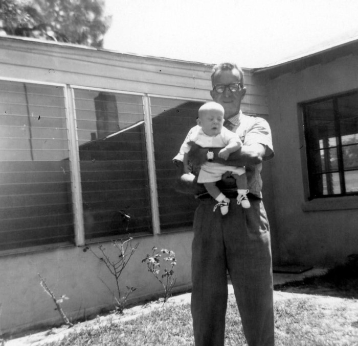 Jack Mobley with Steve aged 3 months at Gumbinger home